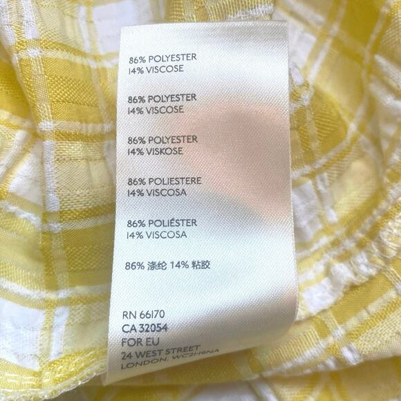 NEW FREE PEOPLE Beach Club Gingham Maxi Dress Size M Yellow White Tiered Raw Hem - Picture 10 of 10